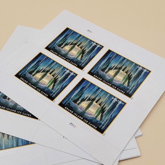 2020 US Grand Island Ice Caves Express Mail Pane of Four Stamps