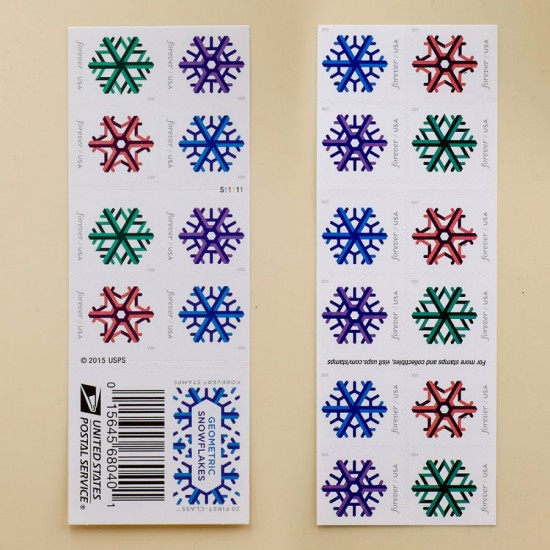 2015 US Geometric Snowflakes Forever Postage Stamps