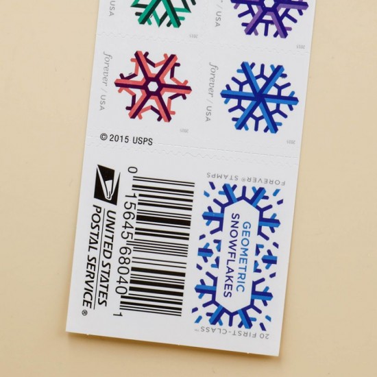 2015 US Geometric Snowflakes Forever Postage Stamps