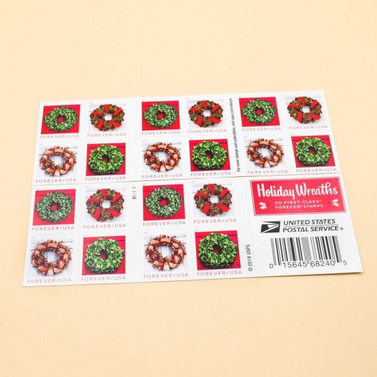 2019 Holiday Wreaths Forever US First Class Postage Stamps