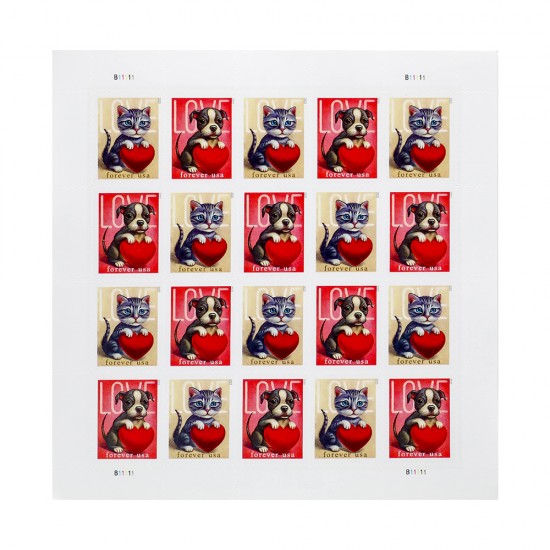 2023 First-Class Forever Stamps - Love: Kitten & Puppy